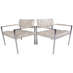Pair of Chrome Lounge Chairs by Erwin-Lambeth in the style of Harvey Probber