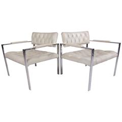 Pair of Chrome Lounge Chairs by Erwin-Lambeth, style of Harvey Probber 11