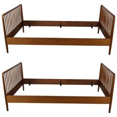 Retro Pair of Danish Modern Twin Beds