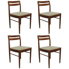 Elegant Set of Four Teak Danish Chairs with Wool Upholstery 11