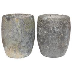 Pair of Vintage Foundry Ceramic Foundry Crucibles Planters 8