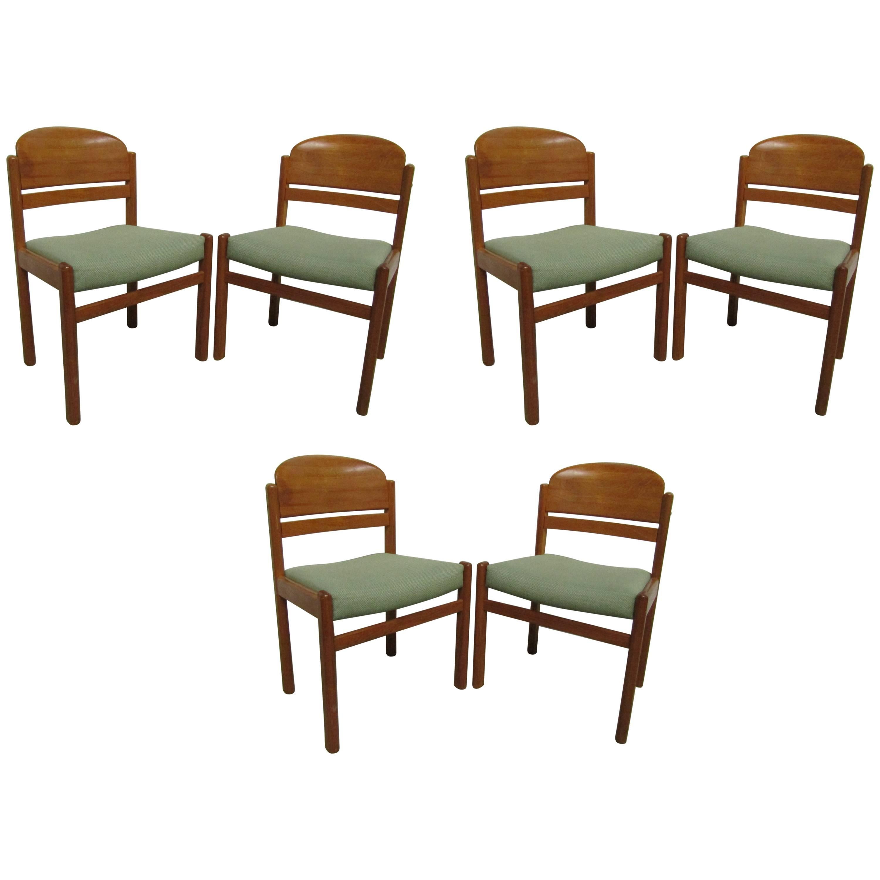 Classic Set of Six Danish Sculptured BackTeak Chairs  For Sale