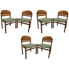 Classic Set of Six Danish Sculptured BackTeak Chairs 