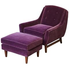Adrian Pearsall Lounge Chair and Ottoman in Purple Mohair