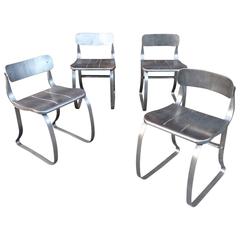 Set of Four Brushed Steel Health Chairs by Herman Sperlich for Ironite