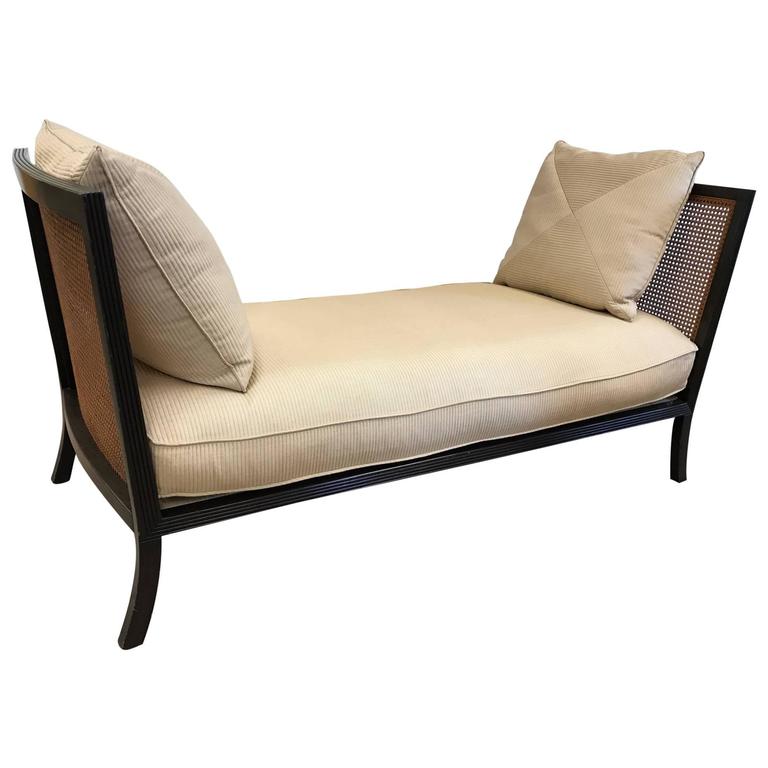 Regency Style Upholstered Cane Daybed For Sale at 1stdibs