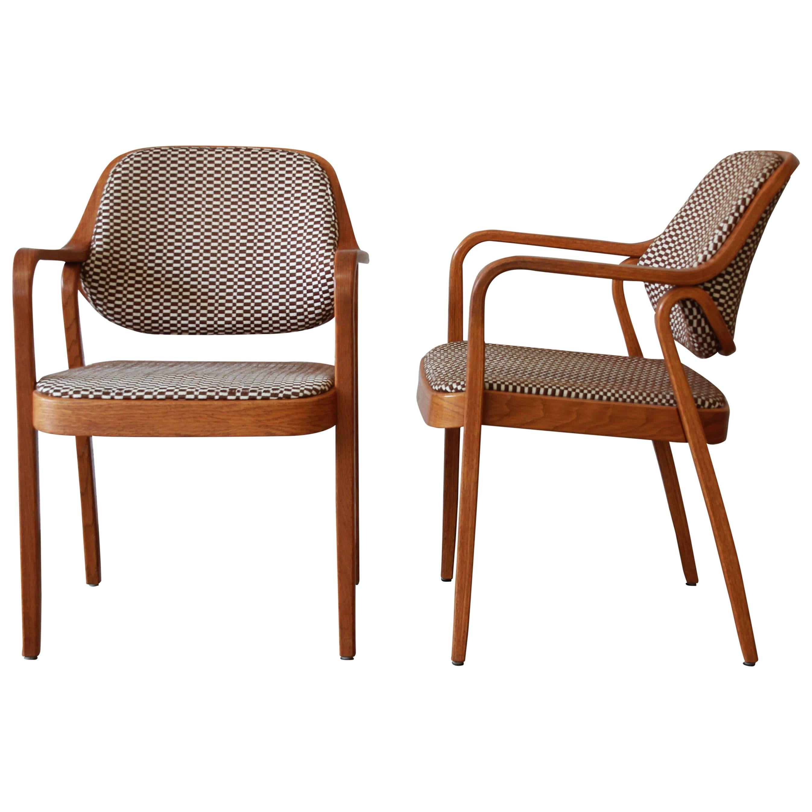 Don Pettit for Knoll International Mid-Century Bentwood Armchairs in Oak, 1979