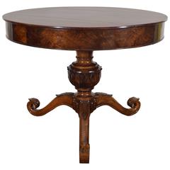 Italian Late Neoclassical Period Carved Walnut Centre Table, circa 1835 4