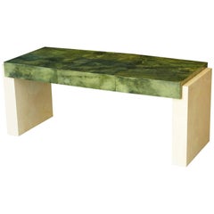 Custom Ordered Karl Springer Marbleized Emerald Green Lacquered Goatskin Desk