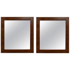 Pair of Spanish Late Neoclassical Walnut and Band Inlaid Mirrors, 19th Century 11