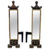Chinoiserie Antiqued Mirror Andirons