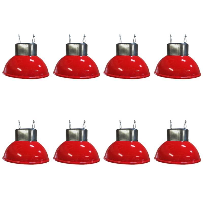  Industrial Vintage European Original Steel Red Pendant Lamps