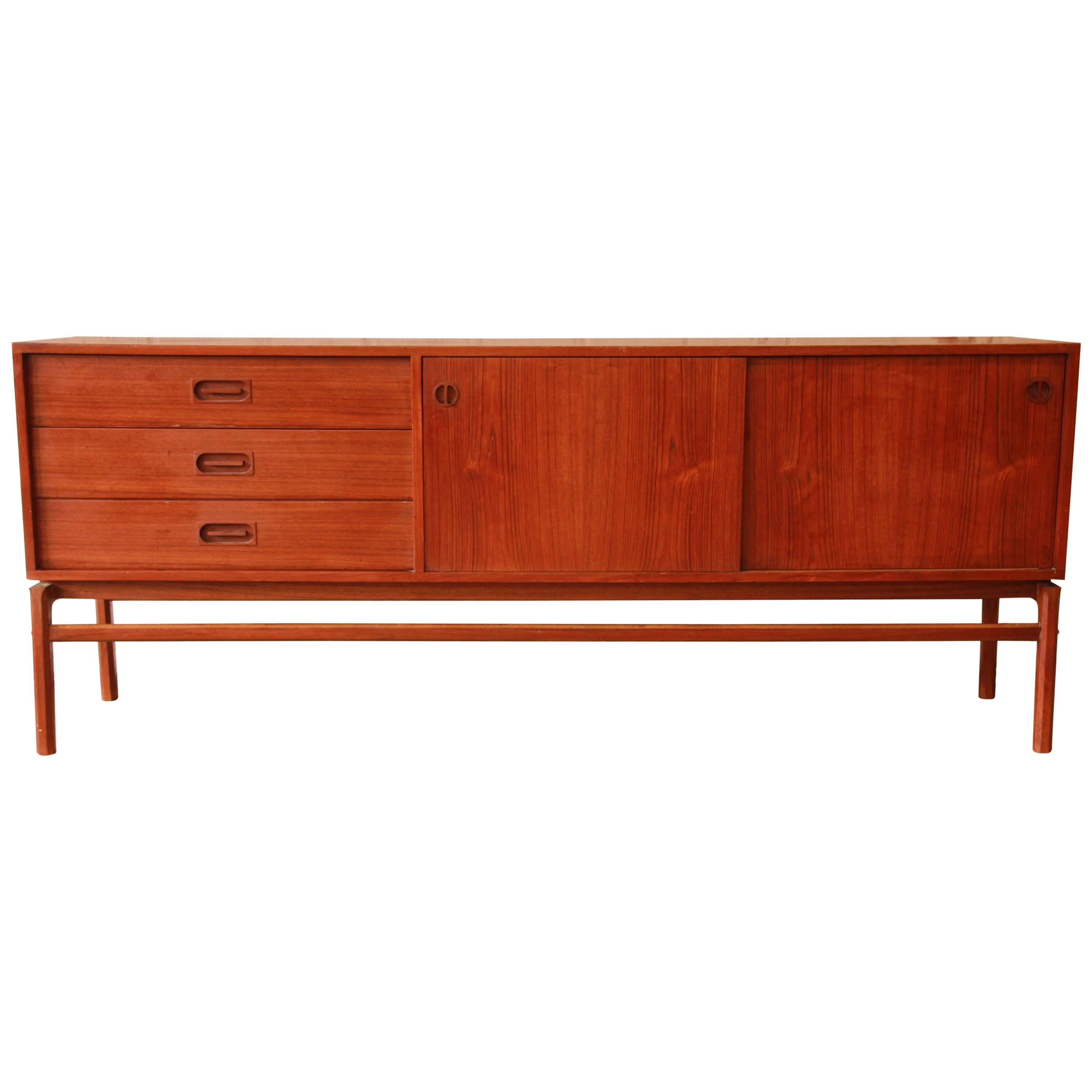 Danish Modern Teak Long Credenza in the Manner of Arne Vodder