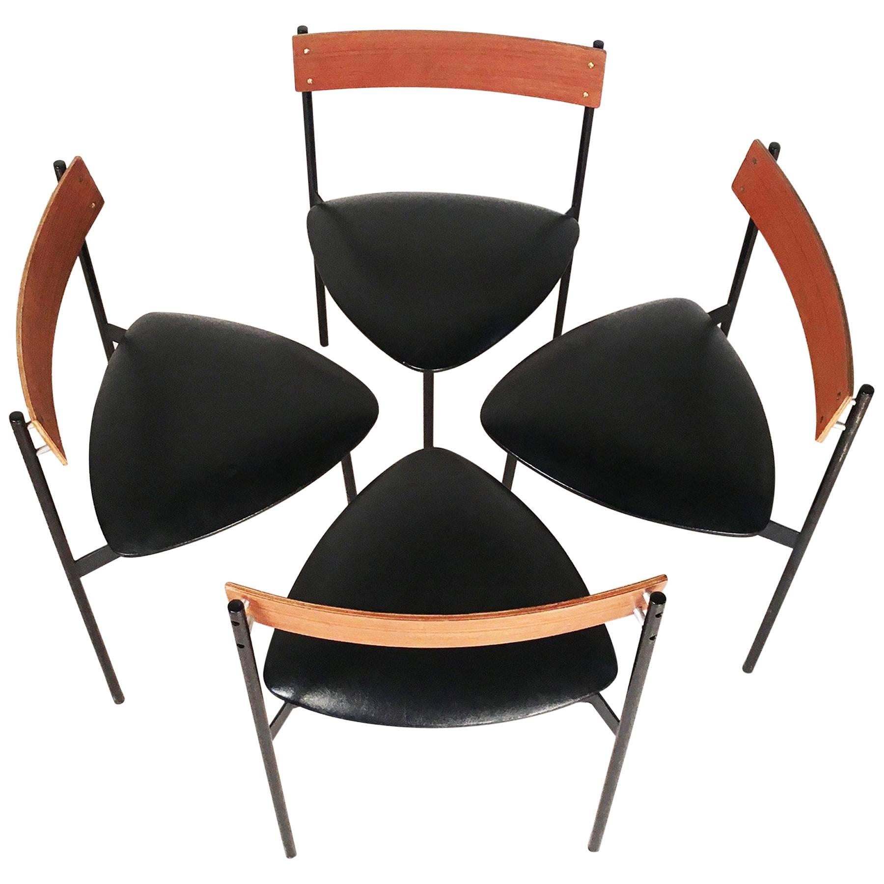 Set of Four Modernist Dining Chairs by Rego Moderne Möbel For Sale