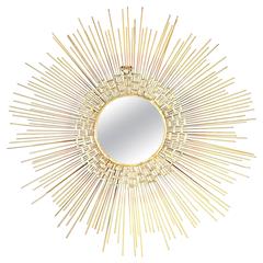 Beautiful Brutalist Sunburst Mirror Wall Sculpture