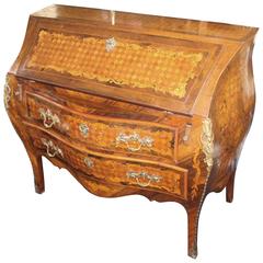 Fine Bombé Antique Marquetry Inlaid Desk