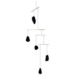Contemporary Blackened Walnut Wood and Brass Hanging Mobile 7