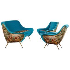 Retro Italian Suite of a Sofa and Two Armchairs