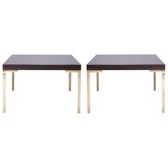 Astor Brass Occasional Tables in Walnut by Montage, Pair
