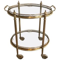 Vintage Small French Brass Bar Car with Serving Tray