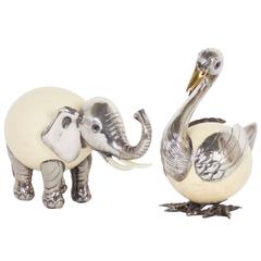 Pair of Binazzi Silvered Metal Animal Sculptures, Priced Individually