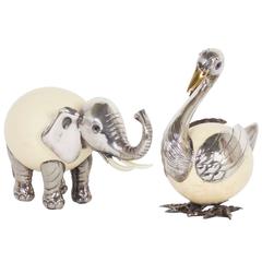 Pair of Binazzi Silvered Metal Animal Sculptures, Priced Individually