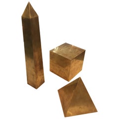 Group of Three Mid-Century Brass Sculptures