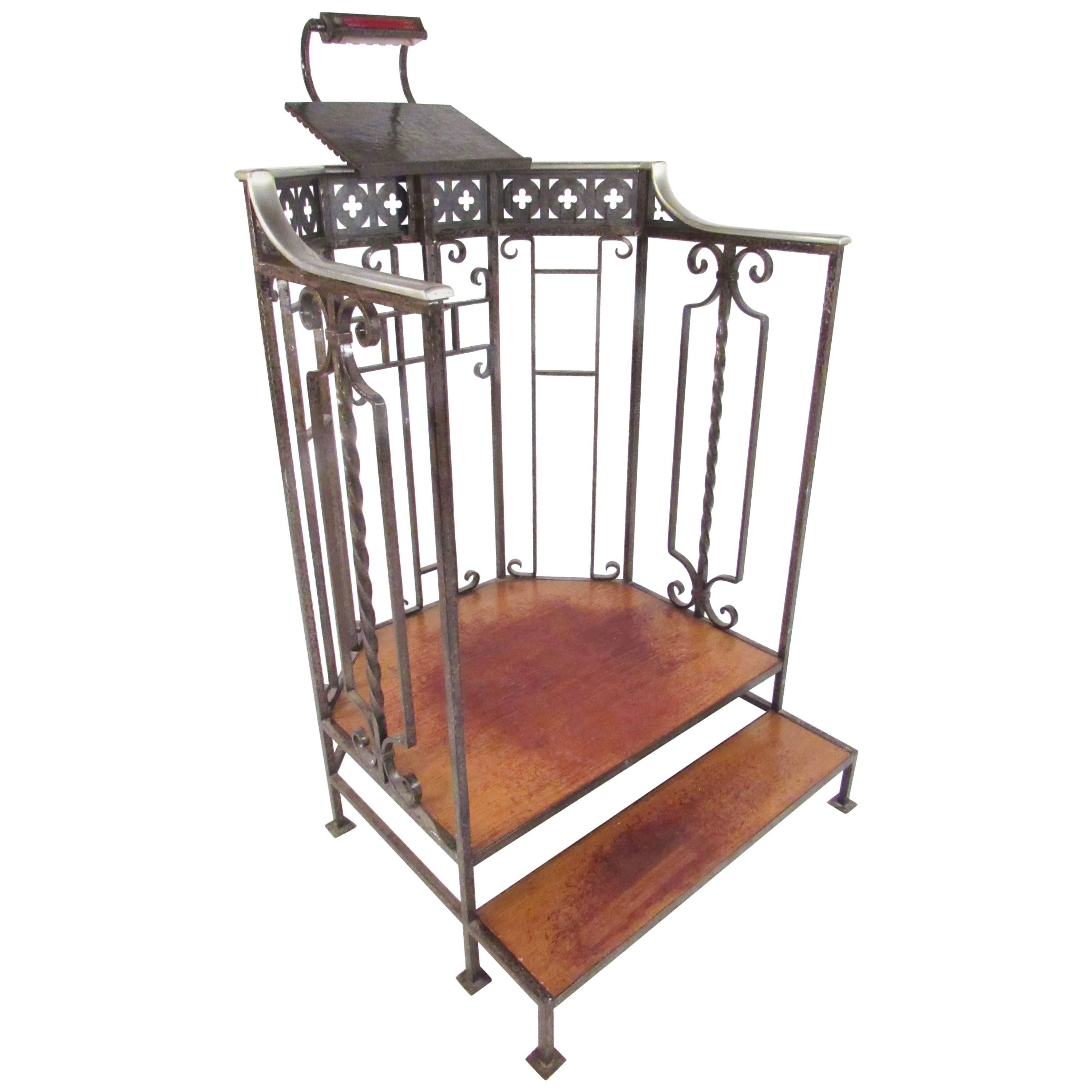 Vintage Cast Iron Podium with Lectern or Host Stand