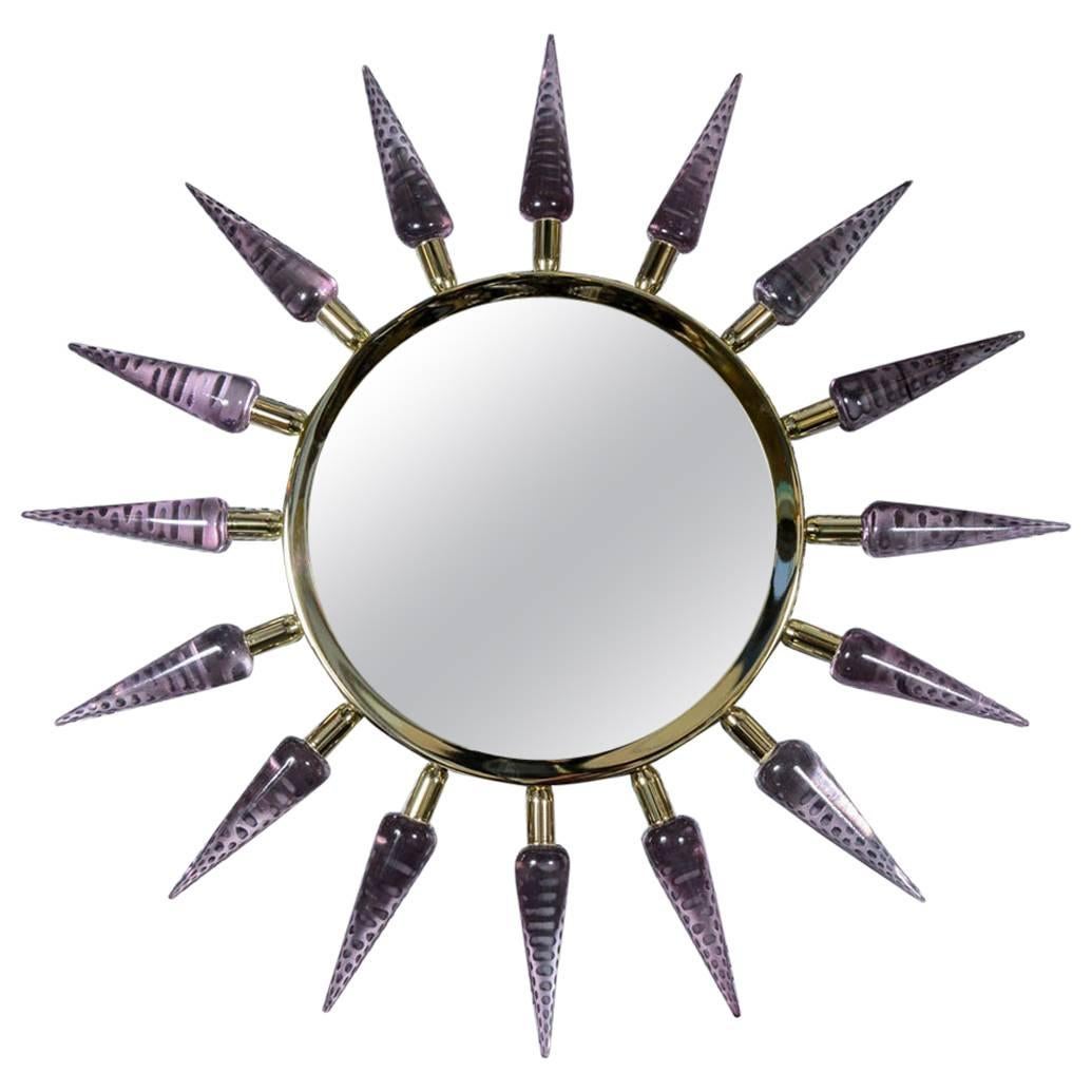 Sunburst Murano Glass Mirror by Régis Royant