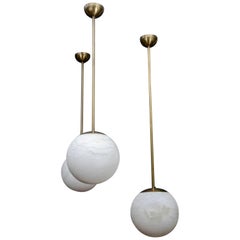 Alabaster and Brass Globes Pendant