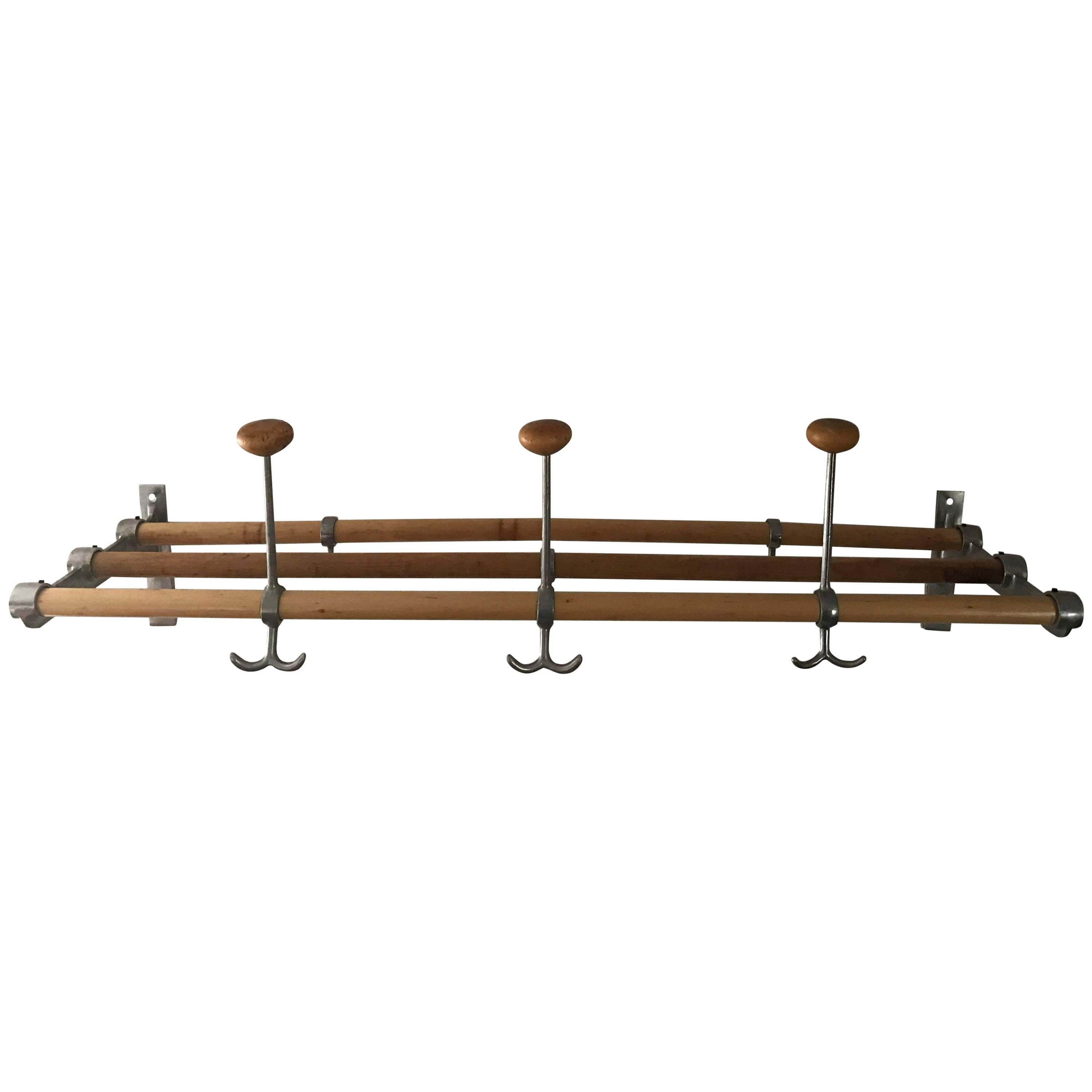 Mid-20th Century Swedish Functionalistic Coat and Hat Rack Wall Mount For Sale