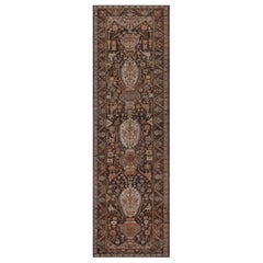 Traditional Hand-woven Wool Brown Floral Persian Bakhtiari Runner