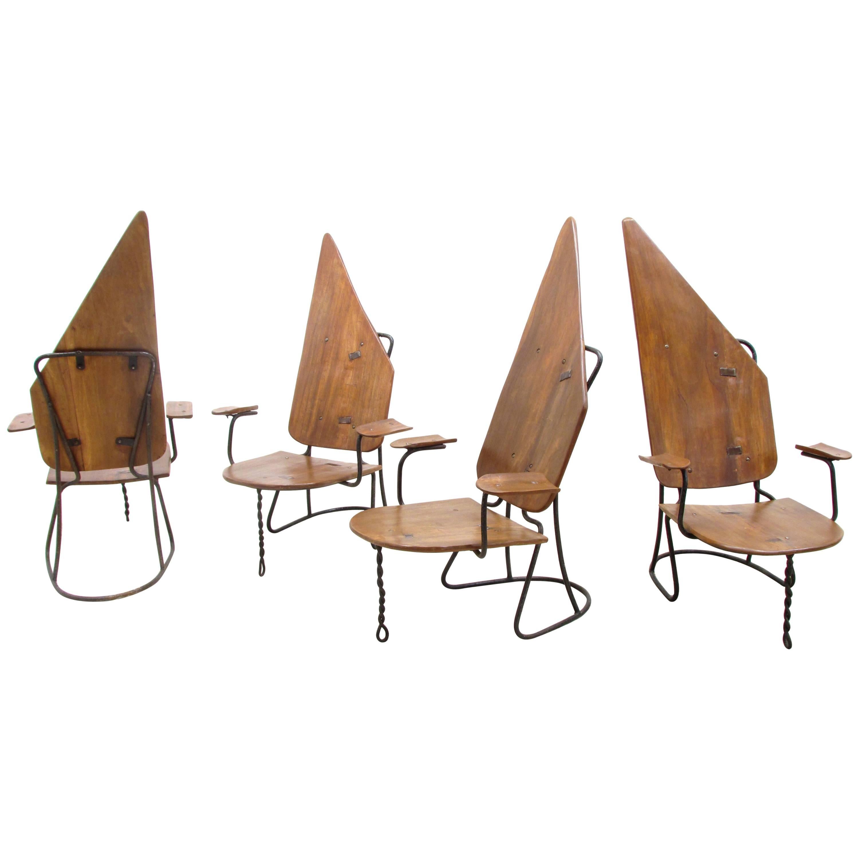 Set of Four California Brutalist Chairs For Sale