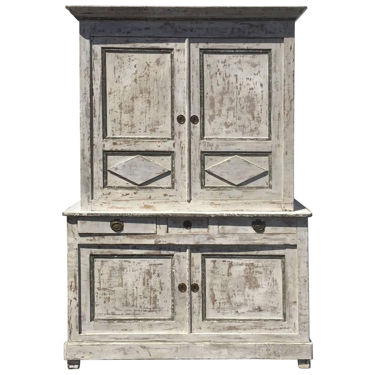 Two Piece Tall Painted Cabinet