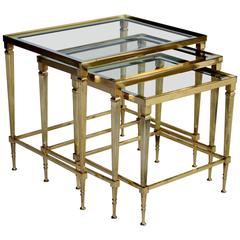 French Mid-Century Brass Nesting Tables 8