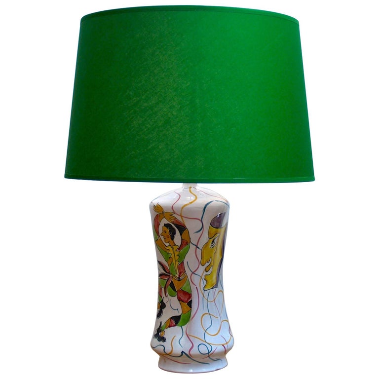 Harlequin Ceramic Lamp In The Style Of, Harlequin Ceramic Table Lamp