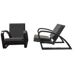 Pair of Black 1950s French Low Lounge Chairs 9
