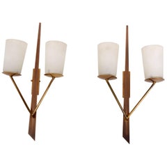 Midcentury Italian Brass and Wall Sconces, 1960s