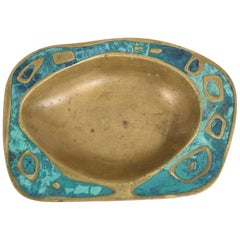 Mexican Modernist Pepe Mendoza Dish Mid-Century Brass Malachite