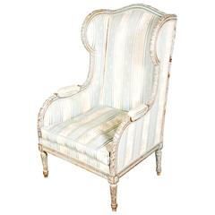 19th Century Painted Louis XVI Style Bergère à Oreilles 5