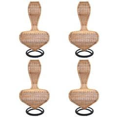Tom Dixon, Suite of Four Chairs, Rattan and Iron Structure, circa 1970, France 3