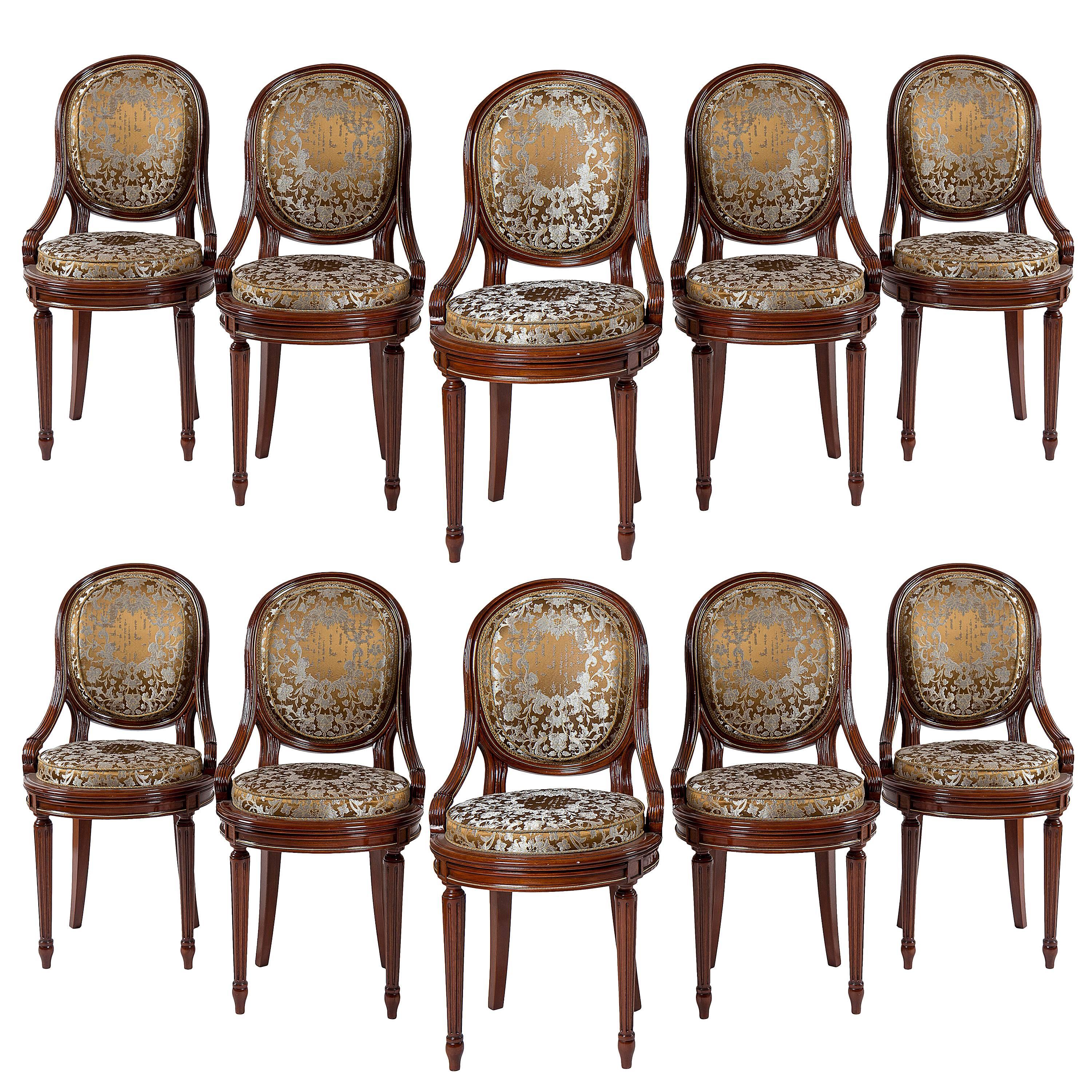 Set of Ten Medallion Chairs For Sale