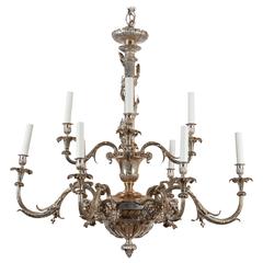 Antique Style Louis XIV Oval Chandelier in Bronze