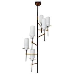 Italian Stilnovo Column Brass Chandelier 10