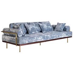 Bespoke Handmade Sofa, Reclaimed Teak, Brass Profiles by P. Tendercool 10