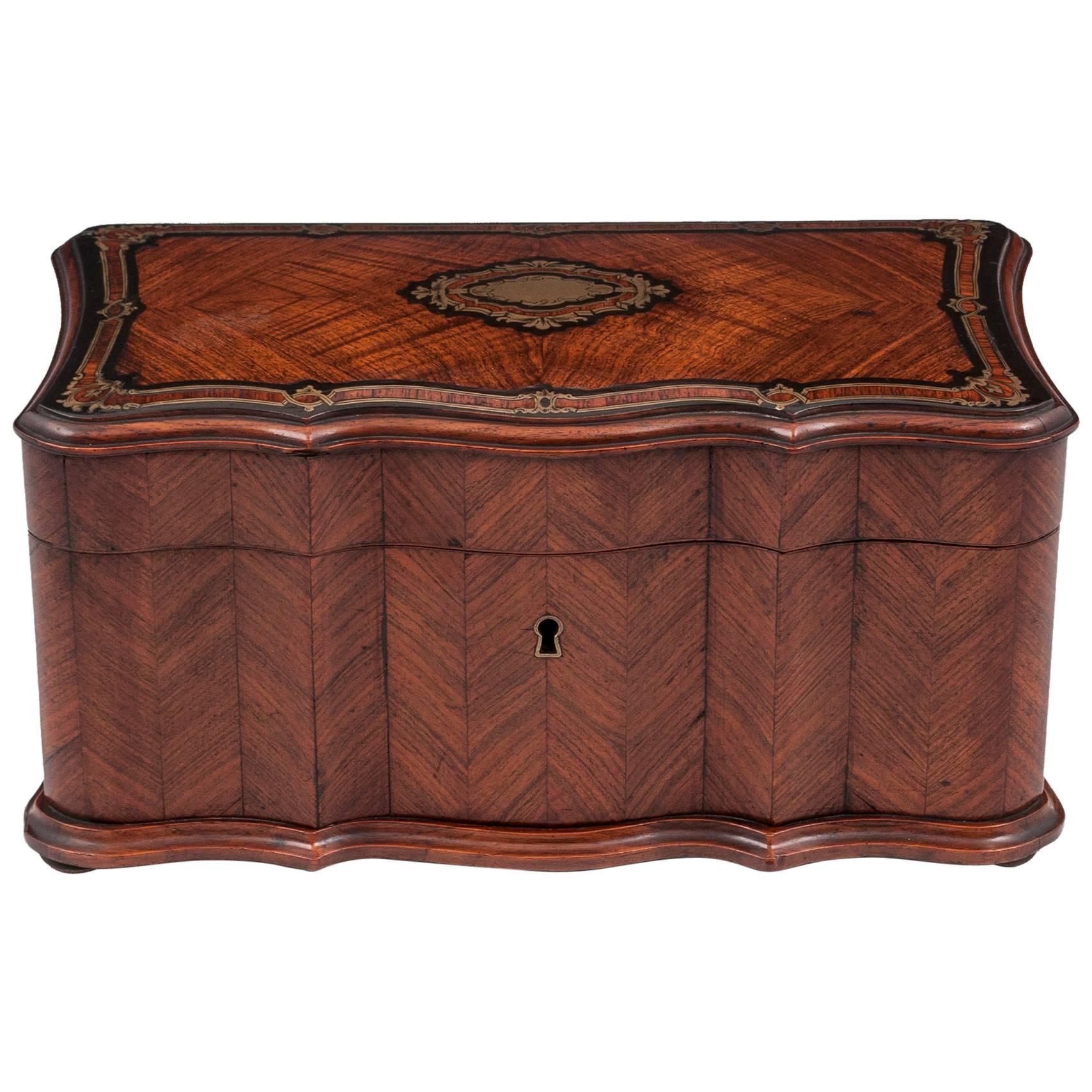 French Triple Serpentined Kingwood Tea Caddy