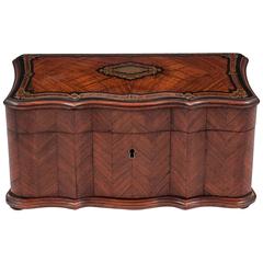 Antique French Triple Serpentined Kingwood Tea Caddy