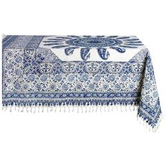 One of a Kind Persian Ghalamkar Square Tablecloth