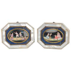Unusual Pair of Octagonal Porcelain Lapis Lazuli Object Art, circa 1830