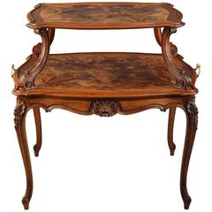 19th Century Art Nouveau Wood Marquetry Inlaid Side Table 1
